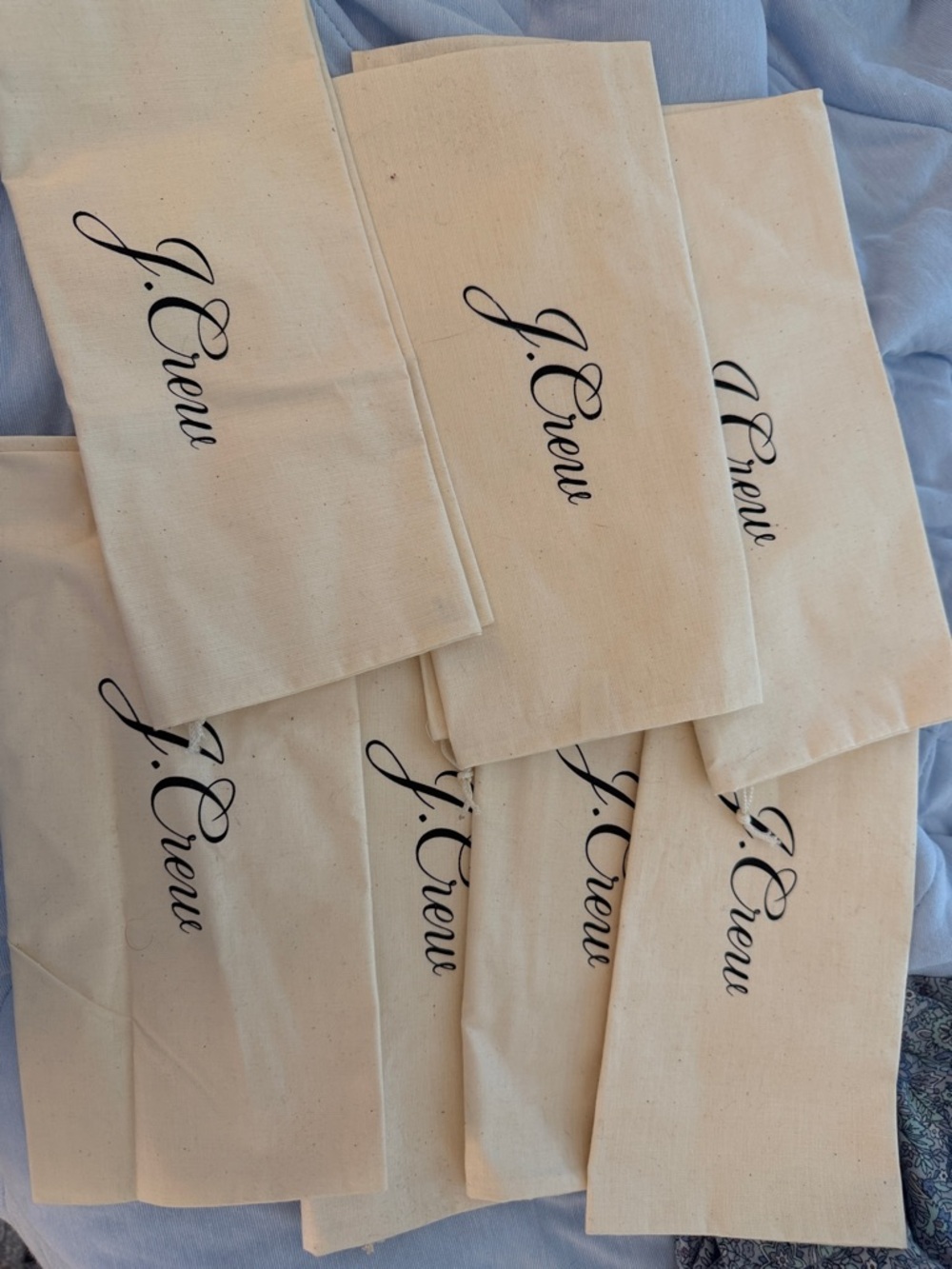 J. Crew Cream Canvas Logo Pouches with Black Script